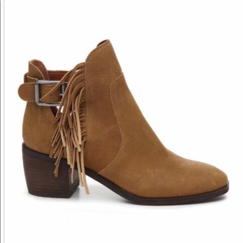 Lucky Brand Tan Ankle Boots with Fringe